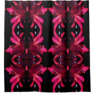 Red Lily Floral Abstract Art Pattern     