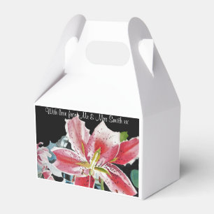 Red Lily Floral flowers Wedding Cake Favour Boxes