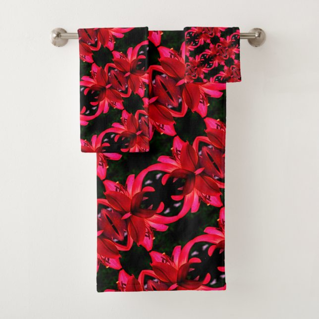 Red Lily Floral Motif d'art Abstrait (En situation)