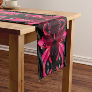 Red Lily Flower Abstract Art   Short Table Runner