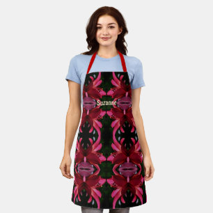 Red Lily Flower Abstract Personalized Apron