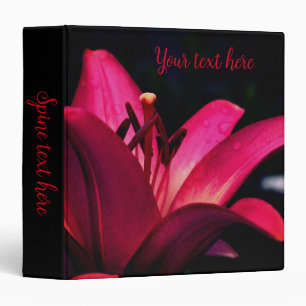 Red Lily Flower Close Up Personalized Binder