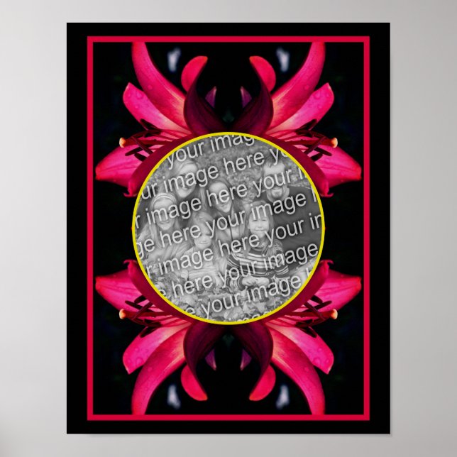 Red Lily Flower Frame Create Your Own Photo Poster (Front)