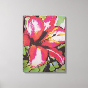 Red Lily flower original modern art painting Canvas Print