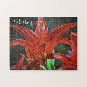 Red Lily-Textured by Shirley Taylor Jigsaw Puzzle