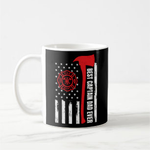 Red Line American Flag Dad Fire Captain Firefighte Coffee Mug