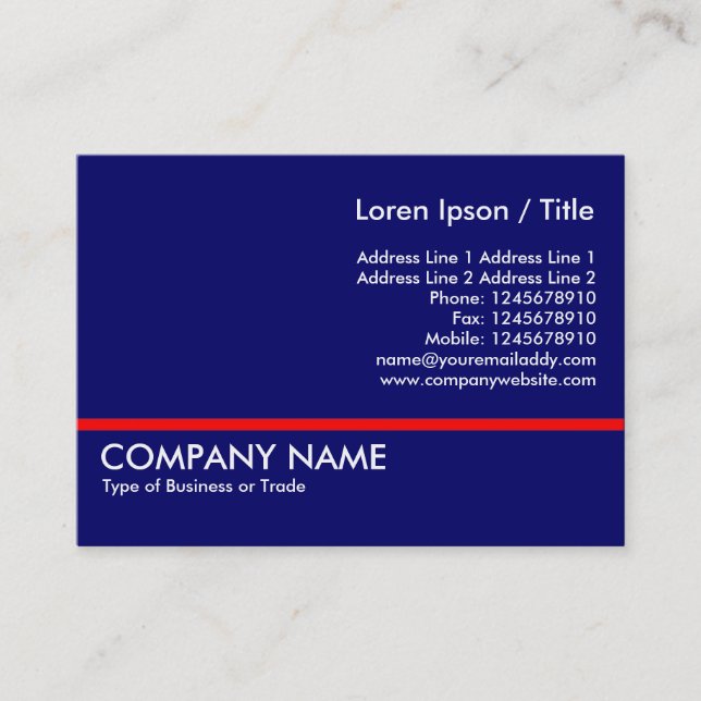 Red Line - Dark Blue Business Card (Front)