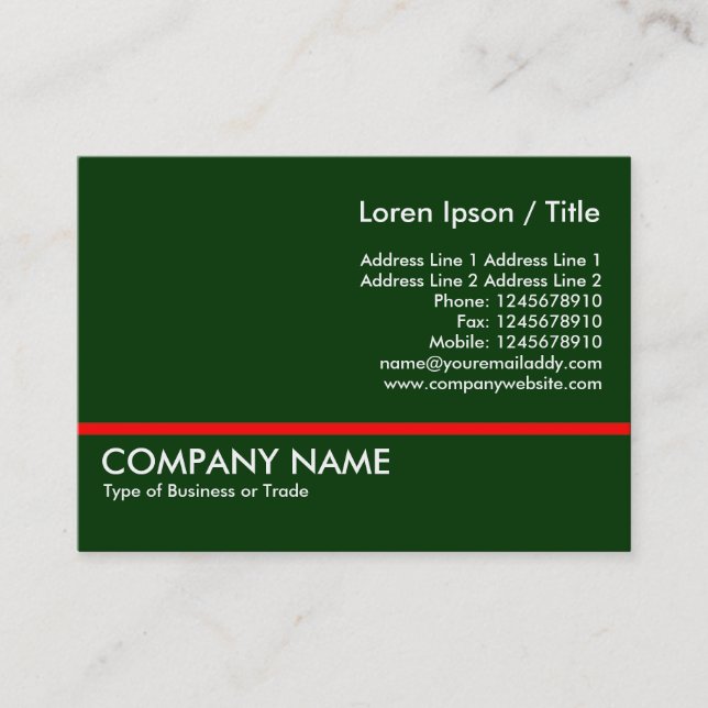 Red Line - Dark Green Business Card (Front)