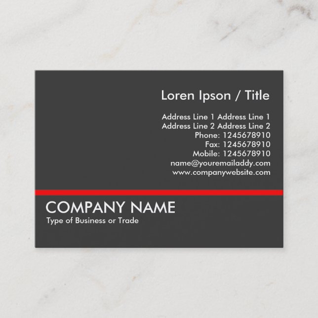 Red Line - Dark Grey Business Card (Front)