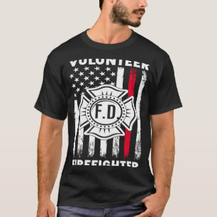 Red Line Flag Fireman Wife Mom Volunteer Firefight T-Shirt