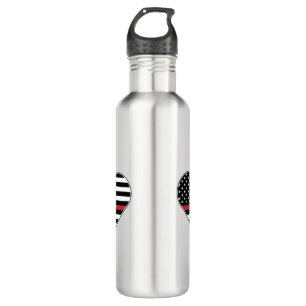 Red Line Flag Heart 710 Ml Water Bottle