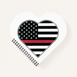 Red Line Flag Heart Notebook