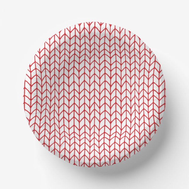 RED LINE KNIT Paper Bowls Plate (Front)