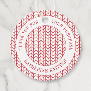 RED LINE KNIT Round "Thank You" Tags