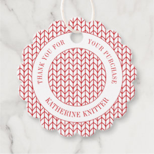 RED LINE KNIT Scalloped Round "Thank You" Tags