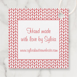 RED LINE KNIT Square "Hand Made" Gift Tags