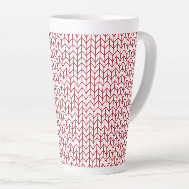 RED LINE KNIT Tall Latte Mug (Right Angle)