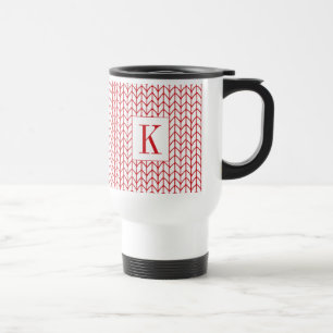 RED LINE KNIT Travel Mug + Initial 