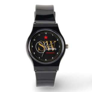 Red Line - Monogrammed Name, black & Signature Watch
