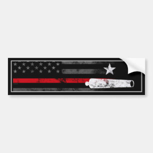 Red Line Vintage American Flag Star Cannon Bumper Sticker