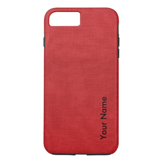 Red Linen Photo with Your Name Case-Mate iPhone Case (Back)