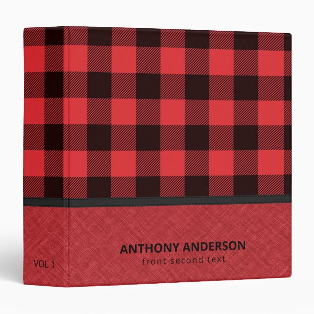 Red Linen Texture and Plaid Binder (Front/Spine)