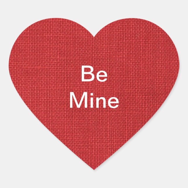 Red Linen Texture Photo Heart Sticker (Front)