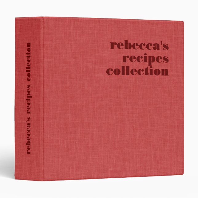 Red Linen Texture Retro Dark Brown Typography Binder (Front/Spine)