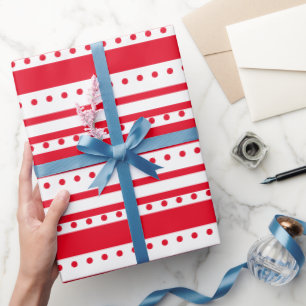 Red Lines and Dots Christmas Simple Wrapping Paper