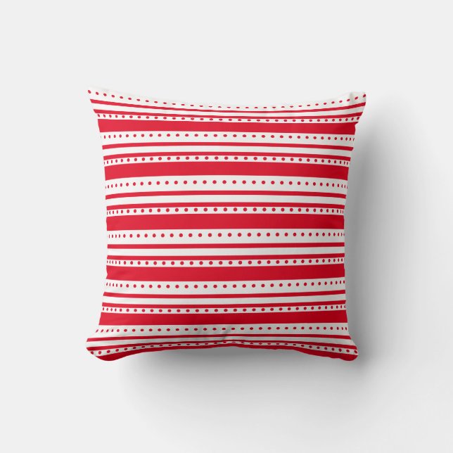 Red Lines and Dots Geometric  Throw Pillow (Front)