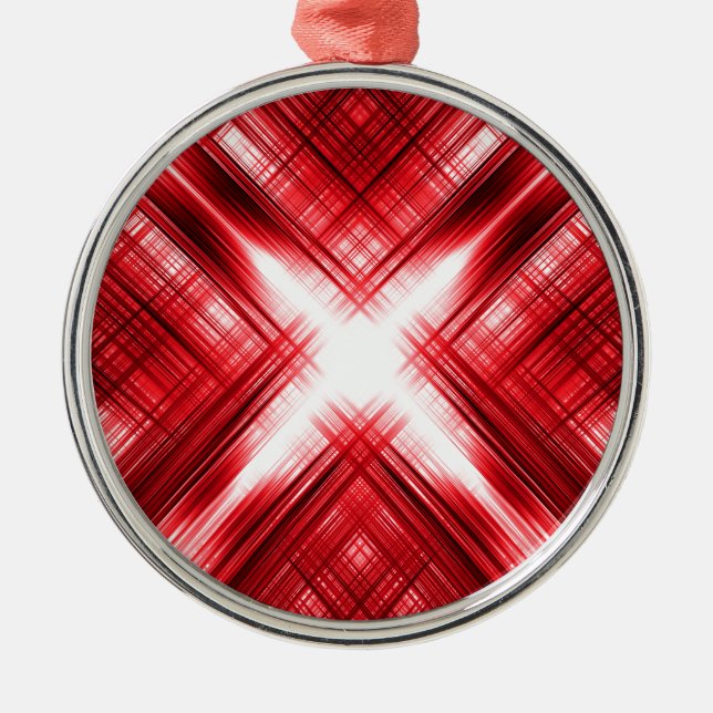 Red lines cross metal ornament (Front)