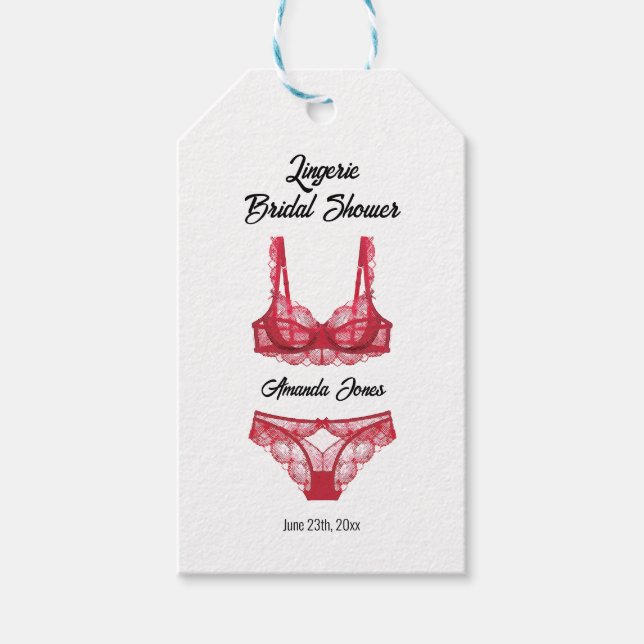 Red Lingerie Bridal Shower Gift Tags (Front)