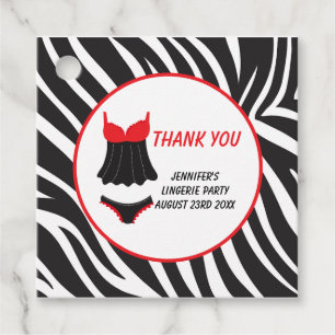 Red Lingerie Party Thank You Favour Tags