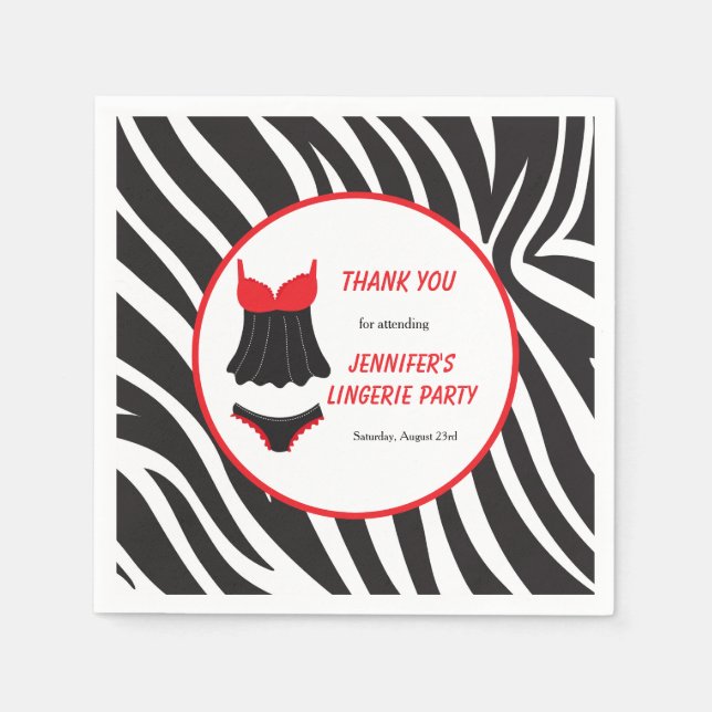 Red Lingerie Party Thank You Napkin (Front)
