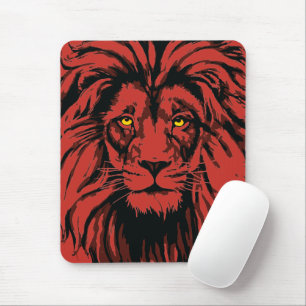 Red Lion Mouse Pad   Colourful Lion Head