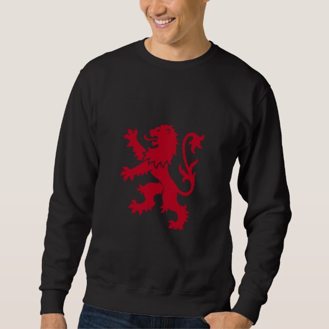 Red Lion Rampant Heraldic Crest Vector Graphic Sweatshirt (Front)