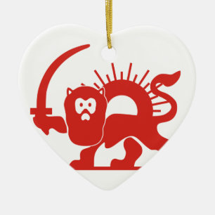 Red Lion With Sun, Iran Ceramic Ornament