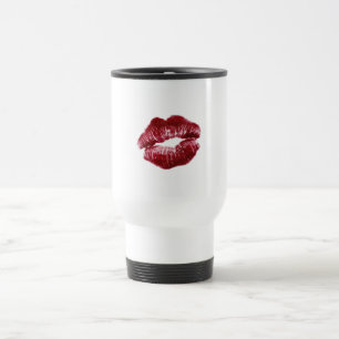 Red Lip Kiss Mark Baddie Aesthetic Stainless Steel Travel Mug