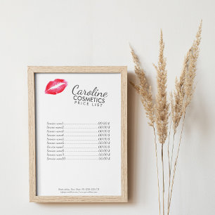 Red Lip Kiss Simple White Price List Flyer
