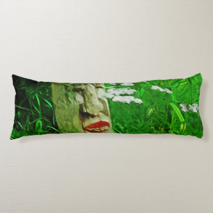 Red Lipped American Indian Totem Among Wildflowers Body Pillow