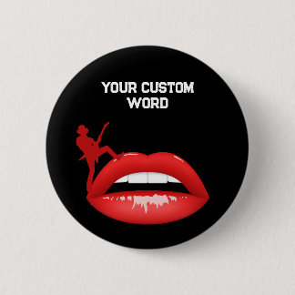 Red Lips and Guitarist Button | Patches Black 