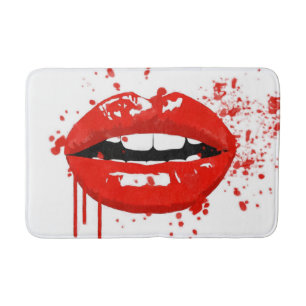Red lips beauty fashion makeup kiss bath mat