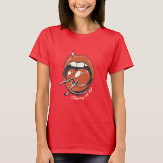 Red Lips Cherry Graphic Retro T-Shirt