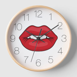 Red Lips Clock