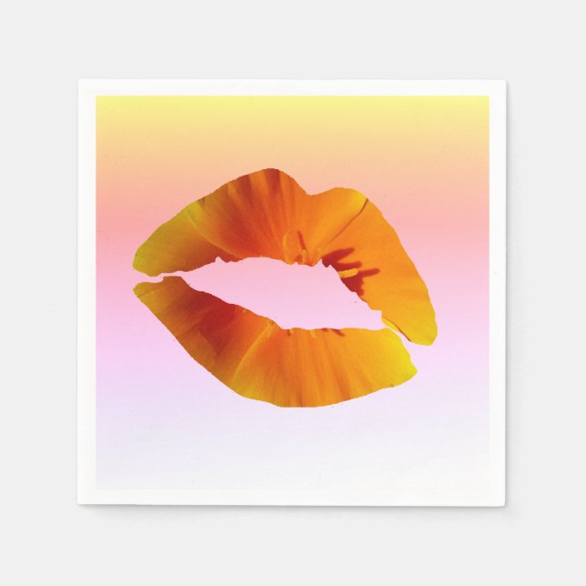 Red Lips Cocktail Paper Napkins (Front)