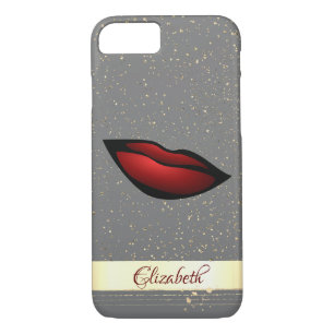 Red Lips, Confetti, Gold Stripe - Personalized Case-Mate iPhone Case