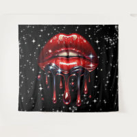 Red Lips Dripping Glitter Glam Sparkle