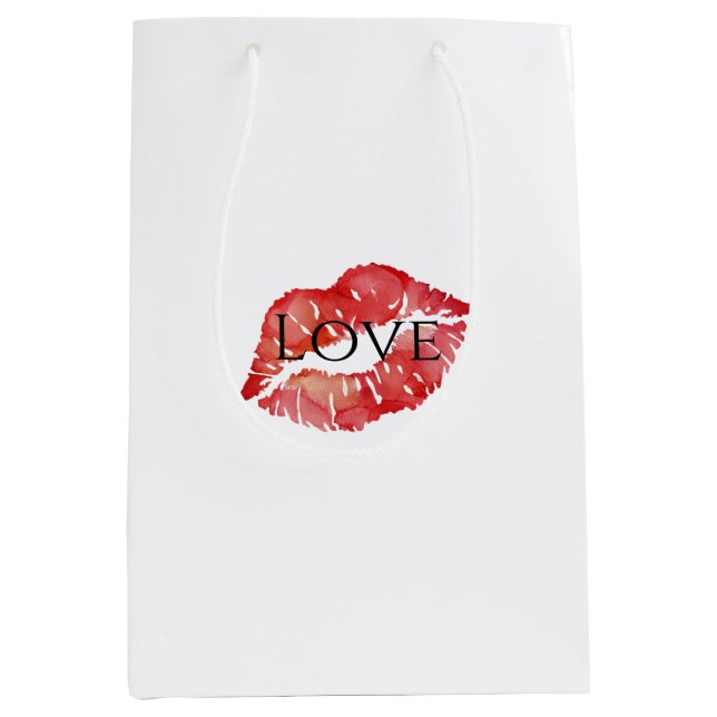 Red Lips Flirty Kiss Love  Medium Gift Bag (Front)