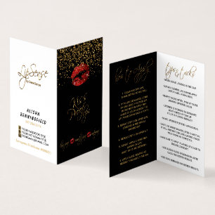 Red Lips & Gold Confetti Instructions Business Card