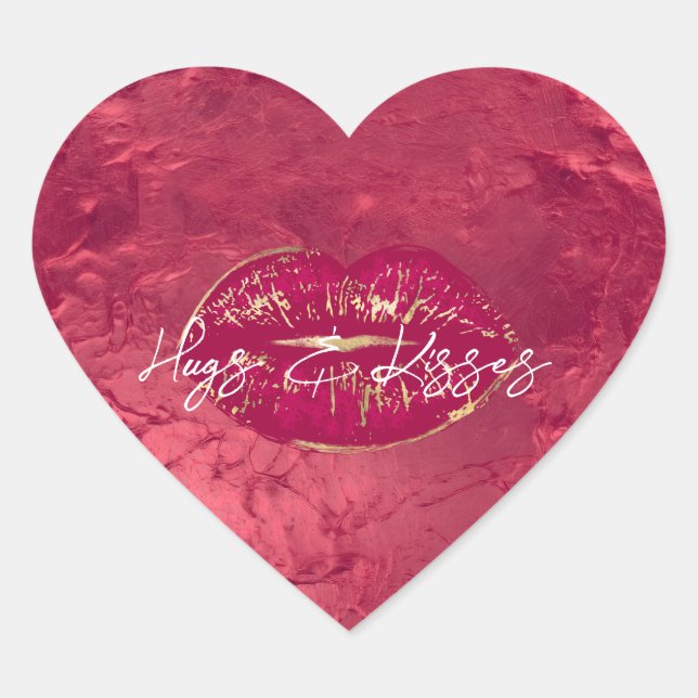 Red Lips Kiss Heart Sticker (Front)